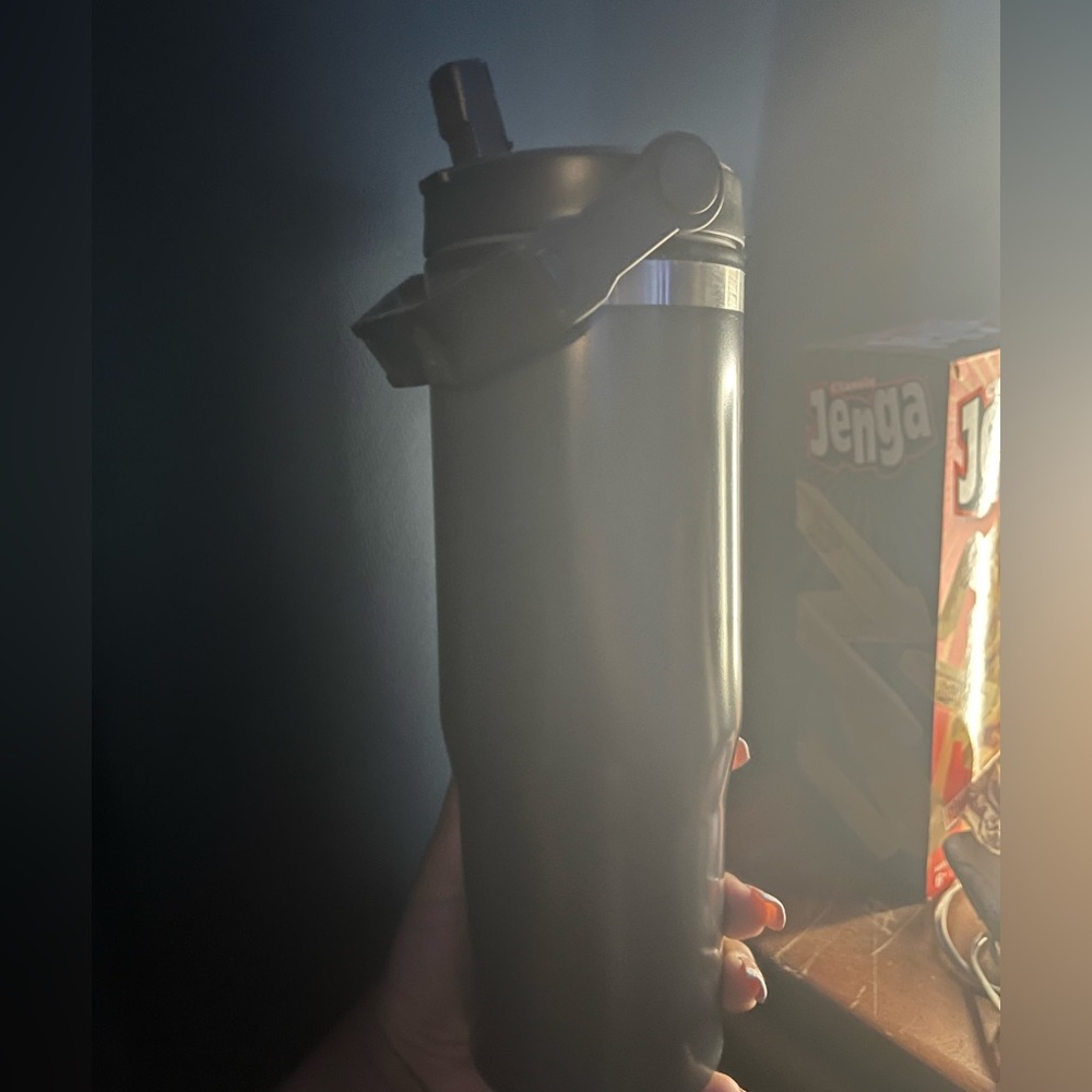 Black Insulated Water Bottle with Straw